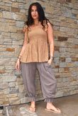Sundaze Cheesecloth Chalk Stripe Tie Shoulder Top Tuscan Sun